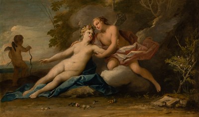 Lot 68 - Circle of Jacopo Amigoni Cupid and Psyche Oil...