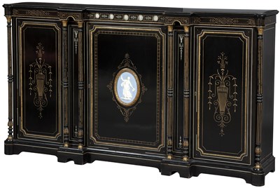 Lot 296 - English Aesthetic Movement Ebonized,...