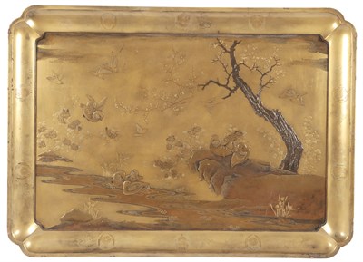 Lot 165 - Japanese Gold Lacquer Tray Depicting a Bucolic...