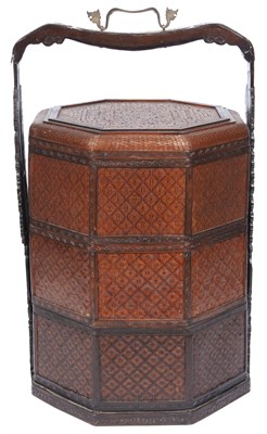 Lot 163 - Japanese Wood and Bamboo Three-Tiered Wedding...