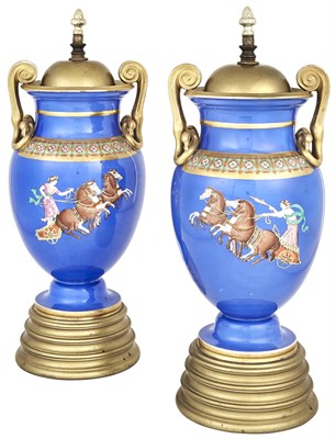 Lot 140 - Pair of Classical Style Blue Ground Porcelain...