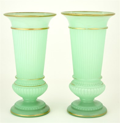 Lot 284 - Pair of Gilt-Decorated Green Opaline...