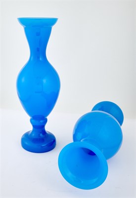 Lot 286 - Near Pair of Blue Opaline Molded Glass...