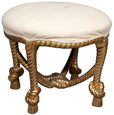 Lot 293 - Napoleon III Style Giltwood Rope-Twist Stool...
