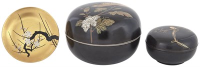 Lot 199 - Two Japanese Domed Lacquer Boxes and Covers...