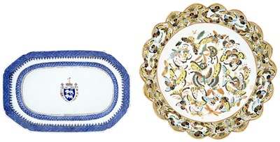 Lot 201 - Chinese Petal Rimmed Porcelain Butterfly Dish,...