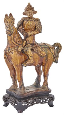 Lot 198 - Chinese Brown Glazed Pottery Horse and Rider...