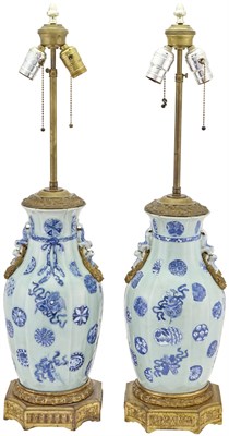 Lot 202 - Pair of Chinese Slip-Decorated, Ormolu Mounted...