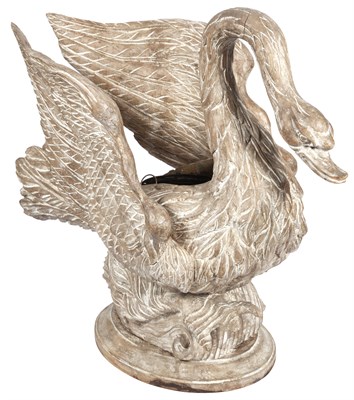 Lot 324 - Carved Wood Swan-Form Garden Planter Height 31...