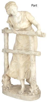 Lot 136 - Italian Alabaster Figure of a Woman; Together...