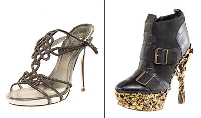 Lot 41 - Group of Shoes Comprising pair of silver...