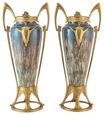 Lot 275 - Pair of Art Nouveau Gilt-Metal Mounted...