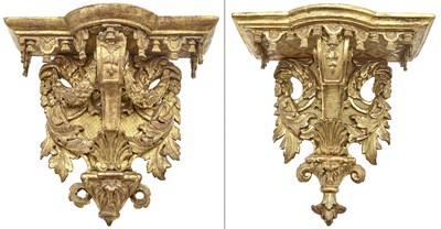 Lot 277 - Two Régence Giltwood Brackets Each with...