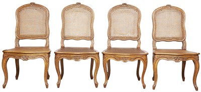Lot 282 - Set of Four Louis XV Beechwood and Caned...