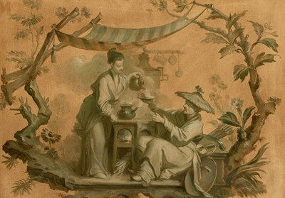 Lot 81 - French School 19th century Couple Drinking Tea...