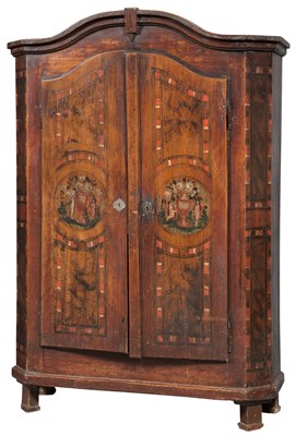 Lot 273 - German Painted Pine Cupboard Height 71 inches,...