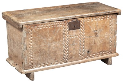 Lot 268 - English Oak Boarded Chip-Carved Chest 16th...