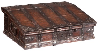 Lot 235 - English Oak and Iron-Mounted Desk Box Mid-17th...