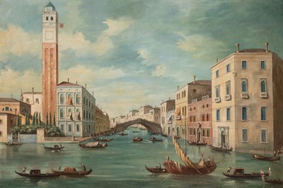 Lot 77 - Manner of Francesco Guardi Venetian Canal Oil...