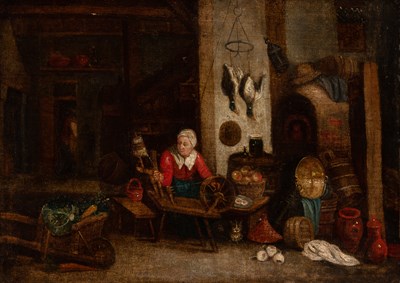 Lot 71 - Dutch School 18th/19th century The Spinning...