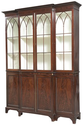 Lot 363 - Regency Mahogany Breakfront Bookcase Cabinet...
