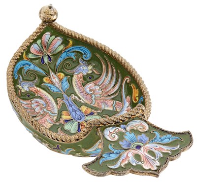 Lot 134 - Russian Silver-Gilt and Cloisonné Enamel Kovsh...