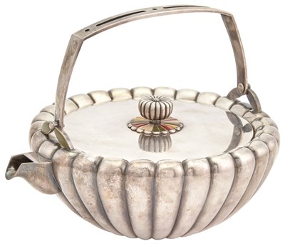 Lot 187 - A Japanese Silver Teapot Meiji Period Height...