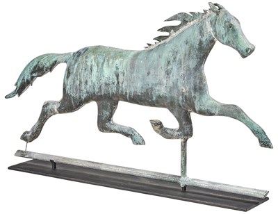 Lot 185 - Copper and Zinc Running Horse Weathervane...