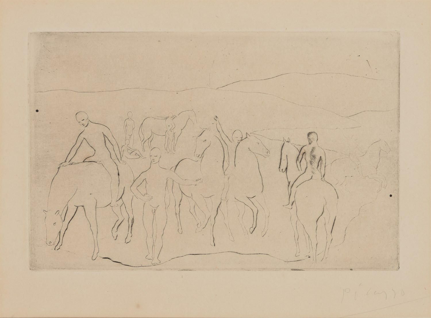 Lot 33 - Pablo Picasso (1881-1973) L'ABREUVOIR (CHEVAUX...