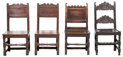 Lot 177 - Pair of English Oak Joined Back Stools 17th...