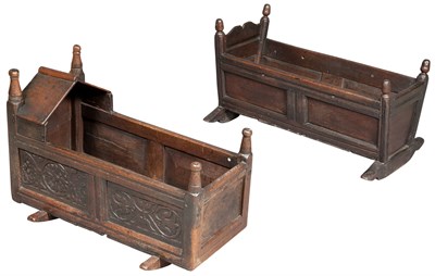 Lot 163 - Two English Oak Joined Cradles 17th Century...