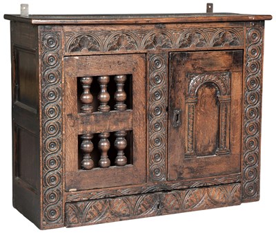 Lot 162 - English Oak Joined Mural Ventilated Livery...