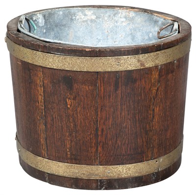 Lot 213 - English Brass-Mounted Oak Bucket 18th/19th...