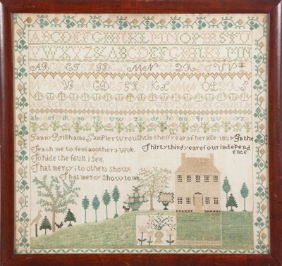 Lot 263 - American Needlework Sampler Early 19th century...