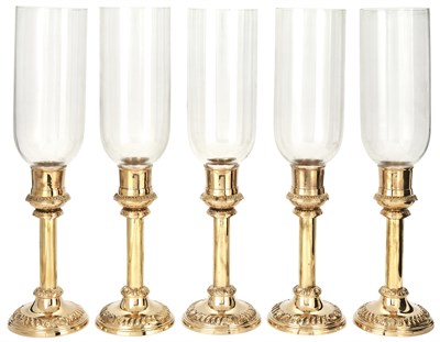 Lot 79 - Set of Five Mottahedeh Brass and Glass...