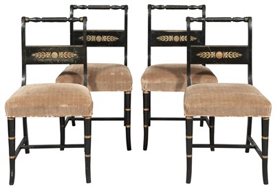 Lot 68 - Set of Four Regency Style Black Painted...