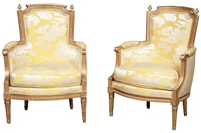 Lot 36 - Pair of Louis XVI Giltwood Bergères By...