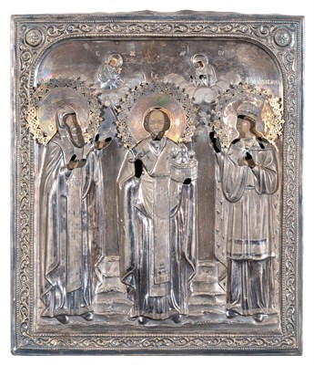 Lot 180 - Russian Silver Icon of St. Nicholas and...