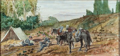 Lot 44 - Giovanni Fattori Italian, 1825-1908 Soldiers...