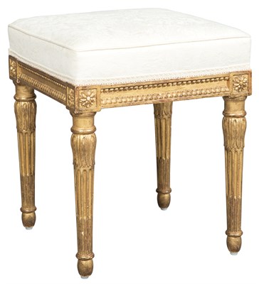 Lot 50 - Louis XVI Upholstered Giltwood Tabouret Square,...