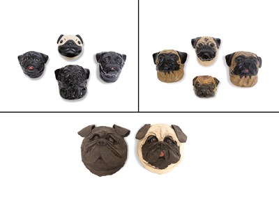 Lot 1001 - Two Papier Mache Masks of Pugs Height of...