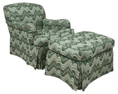 Lot 1006 - Upholstered Club Chair and Ottoman 20th...