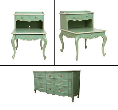 Lot 1067 - Partial Suite of Louis XV Style Painted Wood...