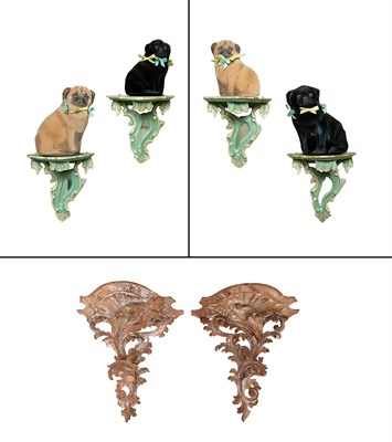 Lot 1097 - Set of Four Rococo Style Painted Wood Wall...