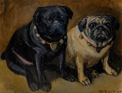 Lot 1026 - 20th Century School Two Pugs Signed Hirsch...
