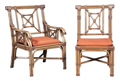 Lot 303 - Set of Ten Faux Bamboo and Rattan Dining...