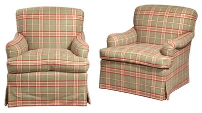 Lot 419 - Pair of Wool-Upholstered Club Chairs Height 34...