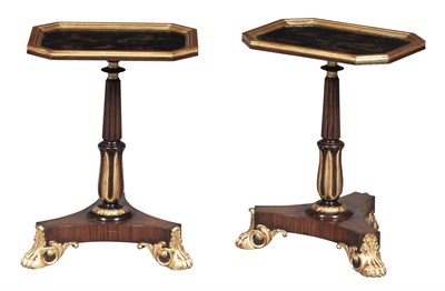 Lot 418 - Pair of Regency Style Parcel-Gilt, Black...