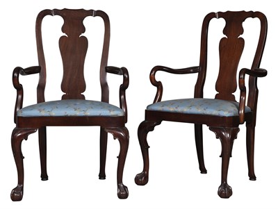 Lot 409 - Pair of George II Style Mahogany Armchairs...