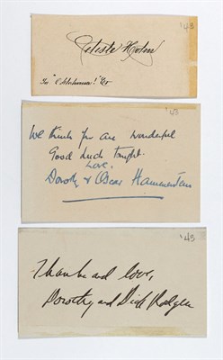 Lot 13 - OKLAHOMA! Signed cards from Dorothy and...